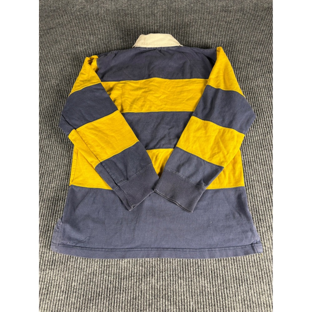 Vintage Gap Mens Rugby Shirt Navy Blue Yellow Striped Long Sleeve Size L Patch 4 - Picture 5 of 5